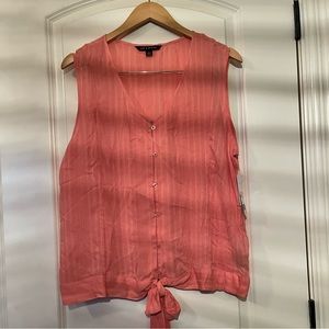 🚨 BNWT Zac and Rachel Coral Sleeveless Latana Women’s Tie Blouse Size Large